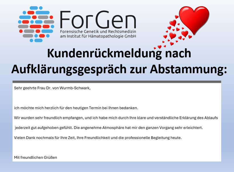 ForGen freut sich über eine Kundenrückmeldung!